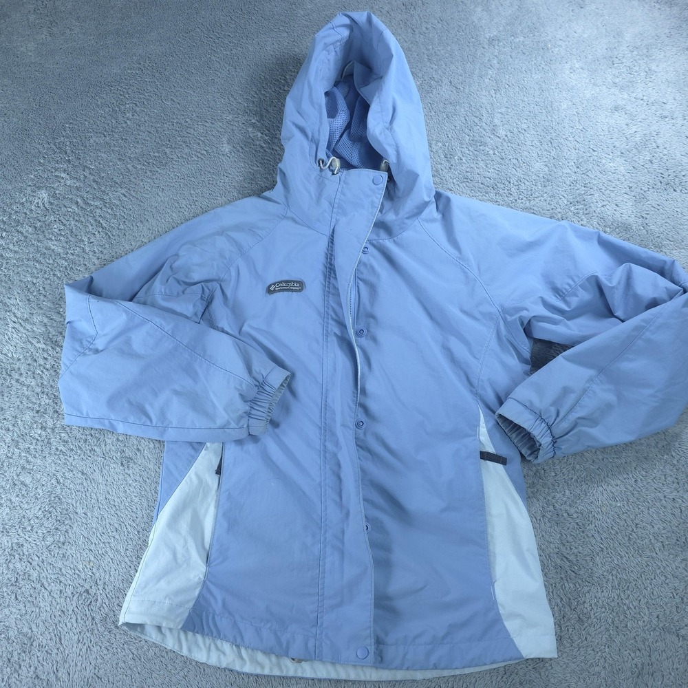 Columbia Jacket Womens Small Blue Rain Hooded Full Zip Mesh Lined Lightweight